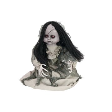 Halloweenská hororová panenka BARLETTA s funkcí pohybu, zvuky duchů, LED diody, 45cm