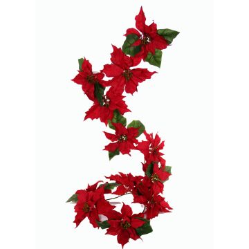 Umělá girlanda z poinsettie TISHA, červená, 180 cm, Ø18-23 cm