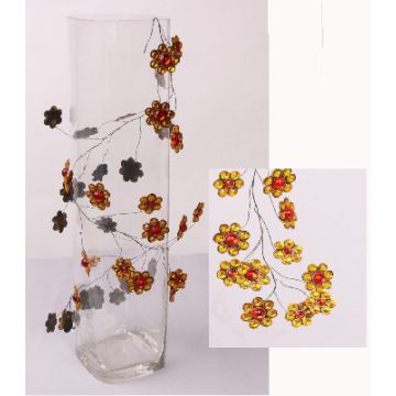 Dekorativní květinový věnec DANDY, oranžovo-žlutý, 90cm