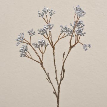 Umělá větvička libavky BENZO s bobulemi, třpytky, stříbrná, 40cm Umělá větvička libavky BENZO s bobulemi, třpytky, stříbrná, 40cm