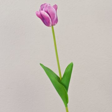 Umělá květina tulipán PJASSINA, fialovo-bílá, 65cm