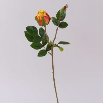 Umělá růže RENESMEE, žlutočervená, 45cm, Ø6cm