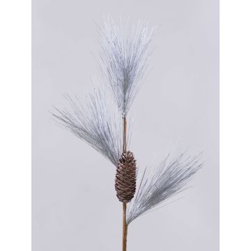 Umělá borová větev LAIDYS se šiškami, stříbrná, 80cm
