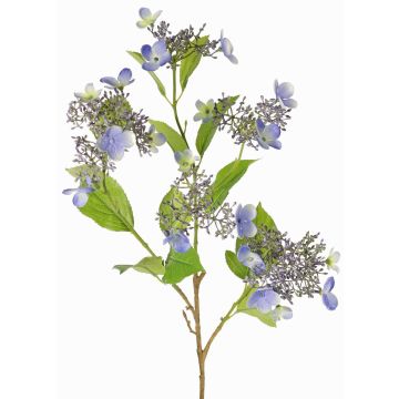 Dekorativní větev hortenzie KATHANI, modro-krémová, modro-bílo-zelený, 80cm, Ø10-13cm