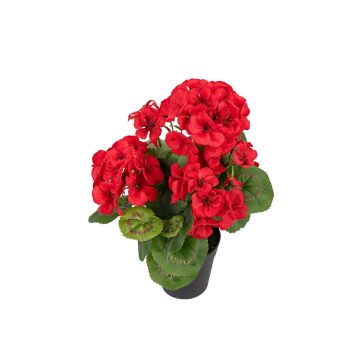 Umělá geranie ELISABETTA v dekorativním květináči, červená, 35 cm