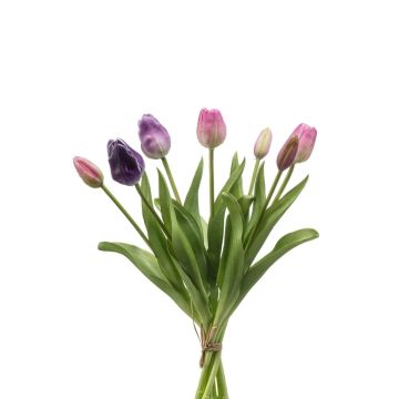 Umělá kytice tulipánů Mix LONA, růžovo-lila, 40cm