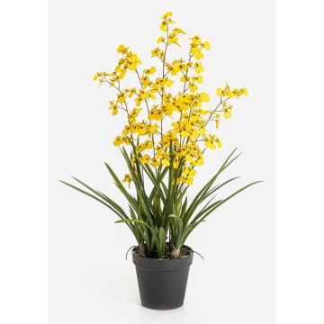 Umělá květina orchidej Oncidium LAFILEA v dekorativním květináči, žlutá, 100 cm