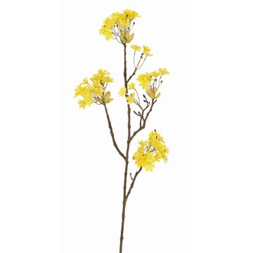 Umělá javorová větev ALHENA s květy, žlutá, 70cm, Ø5-9cm