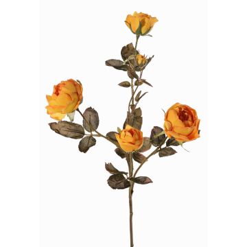 Umělá větev růže SITARA, oranžovo-žlutá, 75cm, Ø5-8cm Umělá větev růže SITARA, oranžovo-žlutá, 75cm, Ø5-8cm