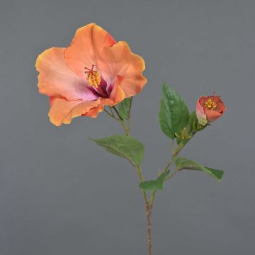 Textilní květ ibišku OAHU s květy, oranžový, 65cm