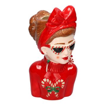 Dekorativní váza s ženskou bustou ANKENA z keramiky, vánoční motiv, červená, 16,2x15x32cm Dekorativní váza s ženskou bustou ANKENA z keramiky, vánoční motiv, červená, 16,2x15x32cm