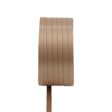 Vipke dvojitá saténová stuha, světle hnědá, 50 m, 3 mm