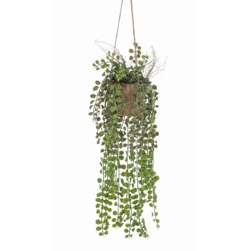 Umělý závěsný košík popínavý fík GREGORIOS v ozdobném květináči, kořeny, zelený, 90cm Umělý závěsný košík popínavý fík GREGORIOS v ozdobném květináči, kořeny, zelený, 90cm