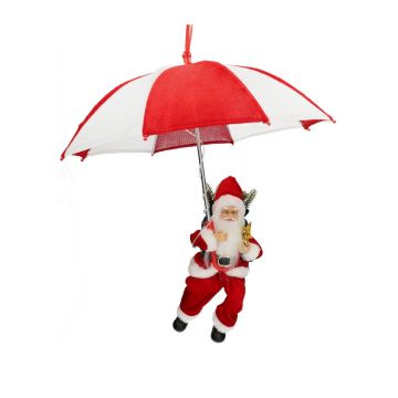 Závěsný Santa Claus SISSON s deštníkem, LED diodami, červeno-bílý, 77 cm, Ø 70 cm Závěsný Santa Claus SISSON s deštníkem, LED diodami, červeno-bílý, 77 cm, Ø 70 cm