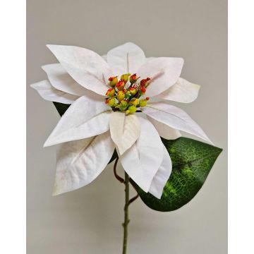 Umělá sametová poinsettie LIBASSE, bílo-růžová, 45cm