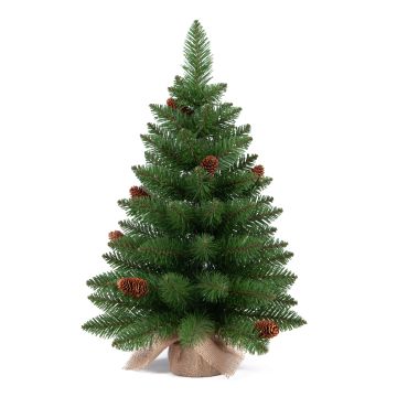 Umělý smrk HEINOLA s šiškami, jutový pytel, 60 cm, Ø 40 cm