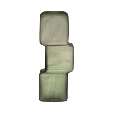 Vázička na jednu květinu RAELYN, sklo, tetrisový vzor, zelená, 31cm, Ø12cm