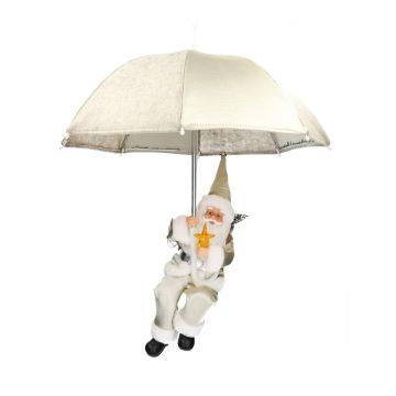 Závěsný Santa Claus SISSON s deštníkem, LED diodami, slonovinově bílý, 77 cm, Ø 70 cm Závěsný Santa Claus SISSON s deštníkem, LED diodami, slonovinově bílý, 77 cm, Ø 70 cm