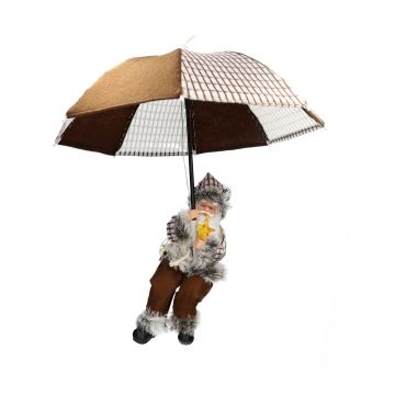 Závěsný Santa Claus SISSON s deštníkem, LED diodami, hnědo-bílý, 60 cm, Ø 50 cm Závěsný Santa Claus SISSON s deštníkem, LED diodami, hnědo-bílý, 60 cm, Ø 50 cm