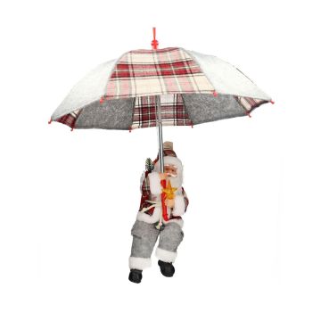 Závěsný Santa Claus SISSON se stínidlem, LED diodami, šedo-červený, 60 cm, Ø 50 cm Závěsný Santa Claus SISSON se stínidlem, LED diodami, šedo-červený, 60 cm, Ø 50 cm