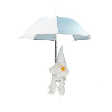 Závěsný dekorativní skřítek TALERA s deštníkem, LED diodami, světle modro-bílý, 60 cm, Ø 50 cm Závěsný dekorativní skřítek TALERA s deštníkem, LED diodami, světle modro-bílý, 60 cm, Ø 50 cm