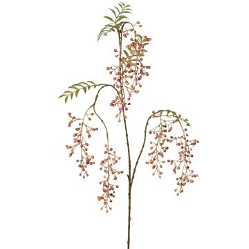 Umělá větev jeřábu JANNAH s plody, růžovo-zelená, 130cm