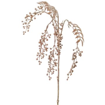 Umělá větvička pepřovníku RALFHY s bobulemi, metalická světle růžová, 80cm