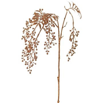 Umělá větev pepřovníku RALFHY s bobulemi, metalická měď, 80cm