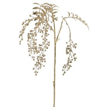 Umělá větvička pepřovníku RALFHY s bobulemi, metalická stříbrno-zlatá, 80cm