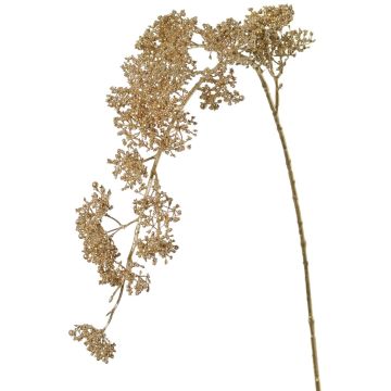 Umělá větev sněhové koule SALFHY s pupeny, stříbrno-zlatá metalíza, 90cm
