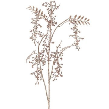 Umělá větev pepřovníku NELFHY s plody, metalická světle růžová, 125cm