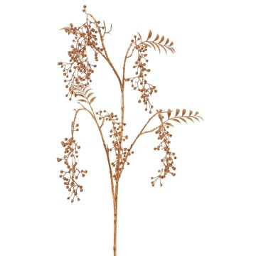 Umělá větvička pepřovníku NELFHY s bobulemi, metalická měděná, 125cm