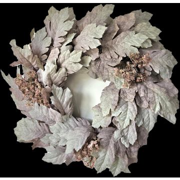 Umělý květinový věnec javor HURSIK, suchý vzhled, šedo-zeleno-růžový, Ø50cm