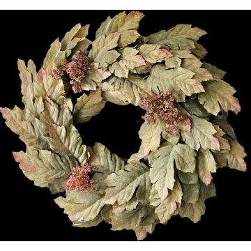 Umělý květinový věnec javor HURSIK, suchý vzhled, zeleno-růžový, Ø50cm