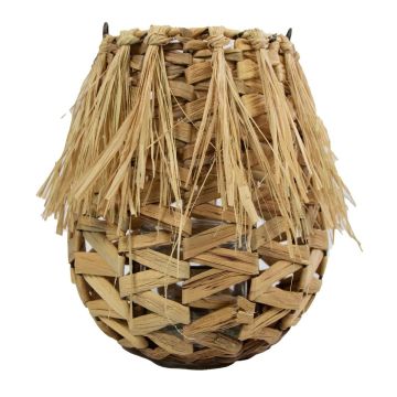 Košíková lucerna NATASCIA, vodní hyacint, ucho, skleněná vložka, hnědá, 27 cm, Ø 17 cm Košíková lucerna NATASCIA, vodní hyacint, ucho, skleněná vložka, hnědá, 27 cm, Ø 17 cm