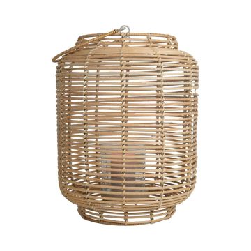 Košíková lucerna AMBROSIA z ratanu, s uchem, se skleněnou vložkou, béžová, 52 cm, Ø 28 cm Košíková lucerna AMBROSIA z ratanu, s uchem, se skleněnou vložkou, béžová, 52 cm, Ø 28 cm
