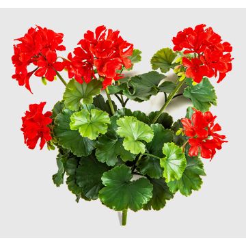 Umělá pelargonie OTTAVIA na tyči, křížové dveře, červená, 40cm