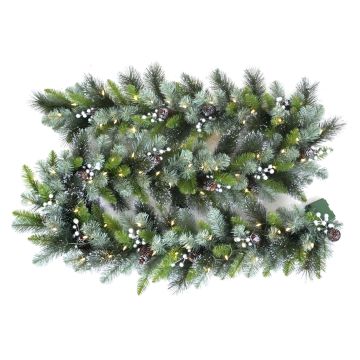 Umělá smrková girlanda WISCONSIN, se stříbrnými ozdobami, třpytky, LED diody, 275 cm, Ø 30 cm Umělá smrková girlanda WISCONSIN, se stříbrnými ozdobami, třpytky, LED diody, 275 cm, Ø 30 cm