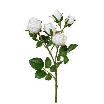 Umělá květinová větev růže SKURN, bílá, 40cm, Ø2-4,5cm