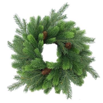 Plastový smrkový věnec WYOMING s šiškami, Ø 45 cm