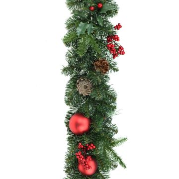 Umělý jedlový věnec VISALIA, zelený, ovoce, 180cm, Ø30cm Umělý jedlový věnec VISALIA, zelený, ovoce, 180cm, Ø30cm