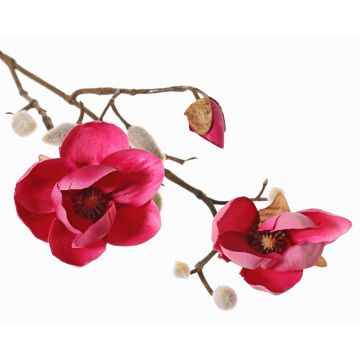 Textilní magnólie KOSTAS, fuchsiová, 55cm, Ø6-8cm