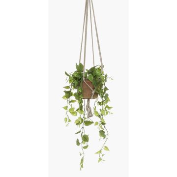 Umělý textilní závěsný koš na filodendron RUESCA, terakotový květináč, 90cm
