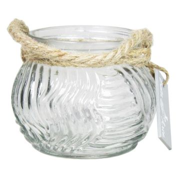 Skleněný svícen FIDELMA, s vlnitými rýhami, čirý, 9 cm, Ø 11,5 cm Skleněný svícen FIDELMA, s vlnitými rýhami, čirý, 9 cm, Ø 11,5 cm