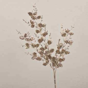 Dekorační větev borovice pinie EMERIC se šiškami, zlatá, 45cm