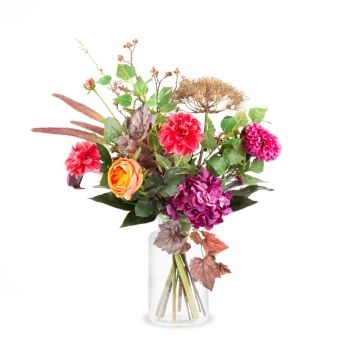 Umělá podzimní kytice REJNA, fialovo-oranžová, 75cm, Ø55cm