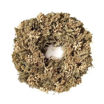 Věnec ze sušených květin MACARENA na slaměném věnci, obří fenykl, béžovo-přírodní, Ø 25 cm