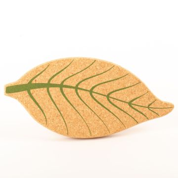 Korkový podtácek Leaf Press KEANA, přírodně zelený, 28x13x2cm