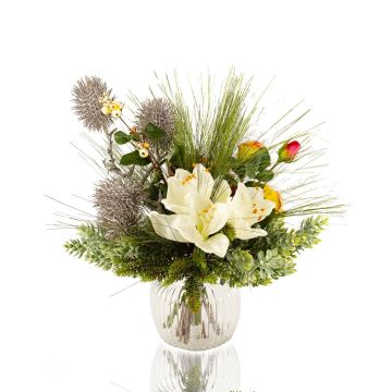 Umělá zimní kytice KEONA, růžovo-bílá, 45cm, Ø40cm Umělá zimní kytice KEONA, růžovo-bílá, 45cm, Ø40cm