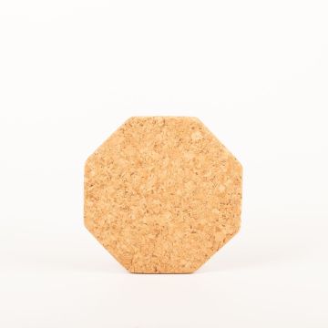 Osmihranný podšálek z lisovaného korku MANARA, přírodní, 1,5cm, Ø14cm